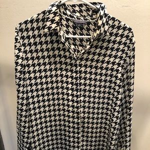 Black and white houndstooth blouse